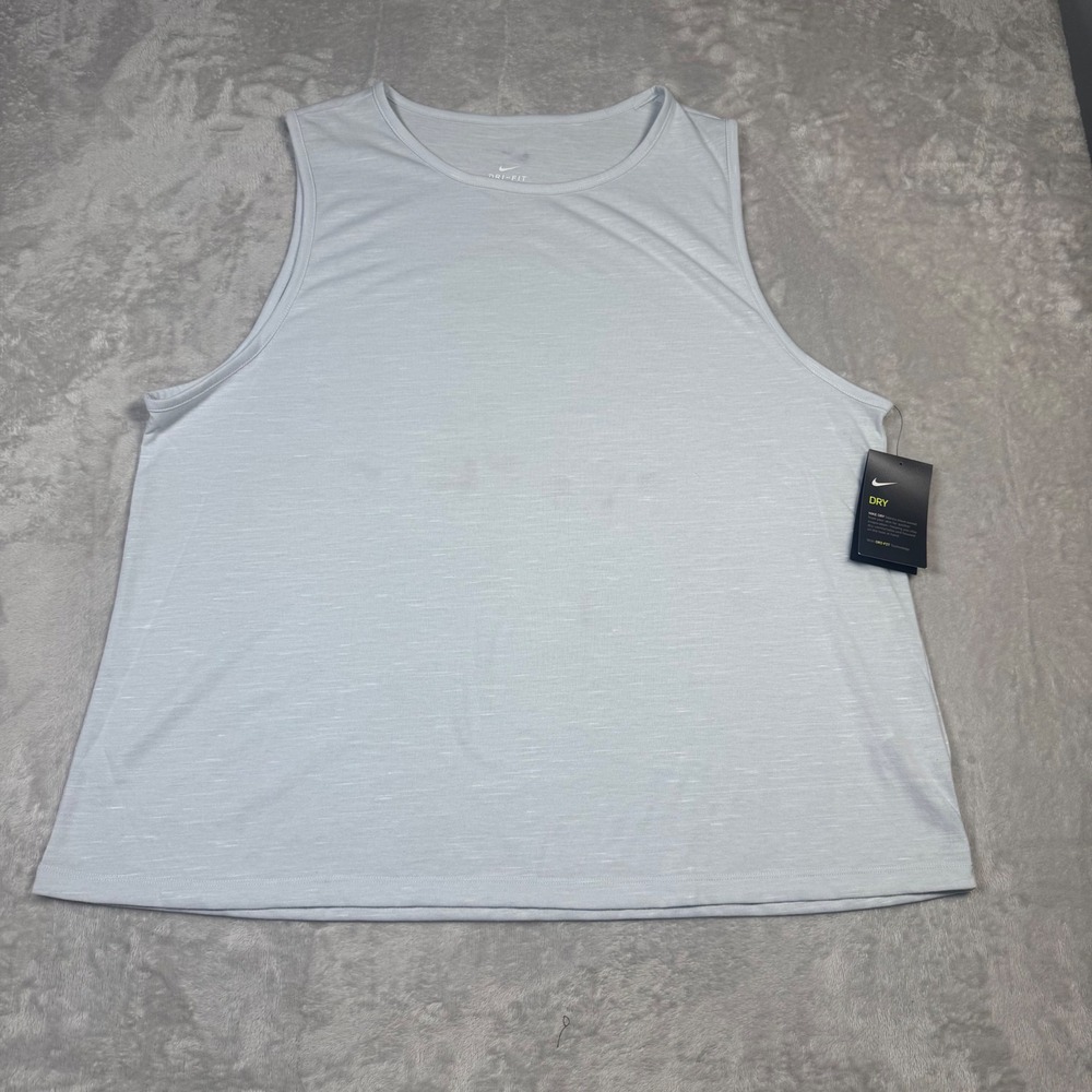 NWT Nike Dri‎ Fit Womens Training Tank Top 2X Light Blue Heather Athletic